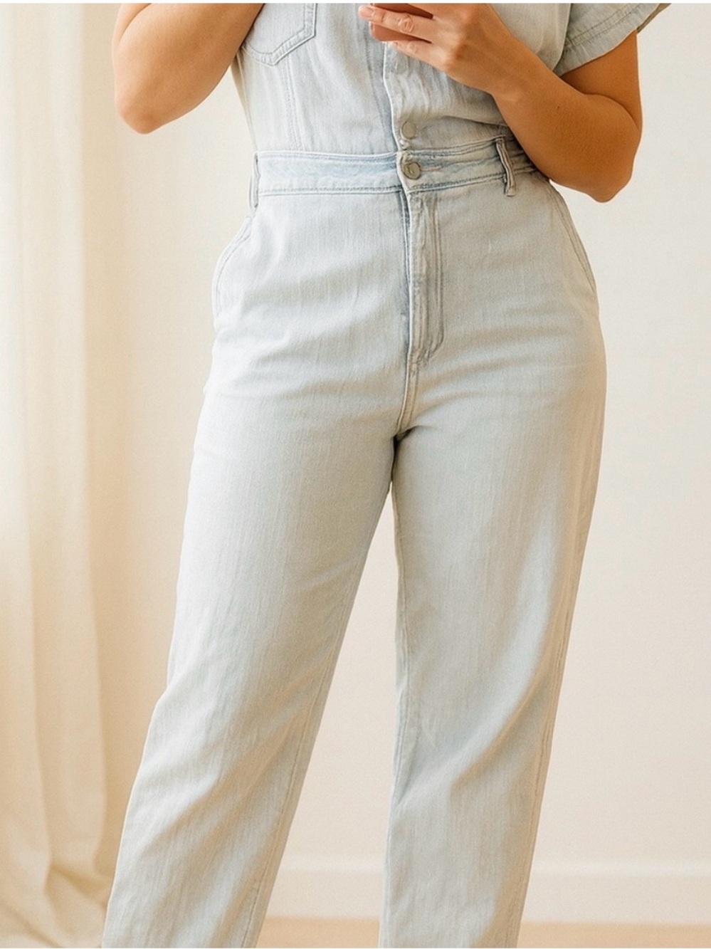 Zara Light Blue Denim Jumpsuit